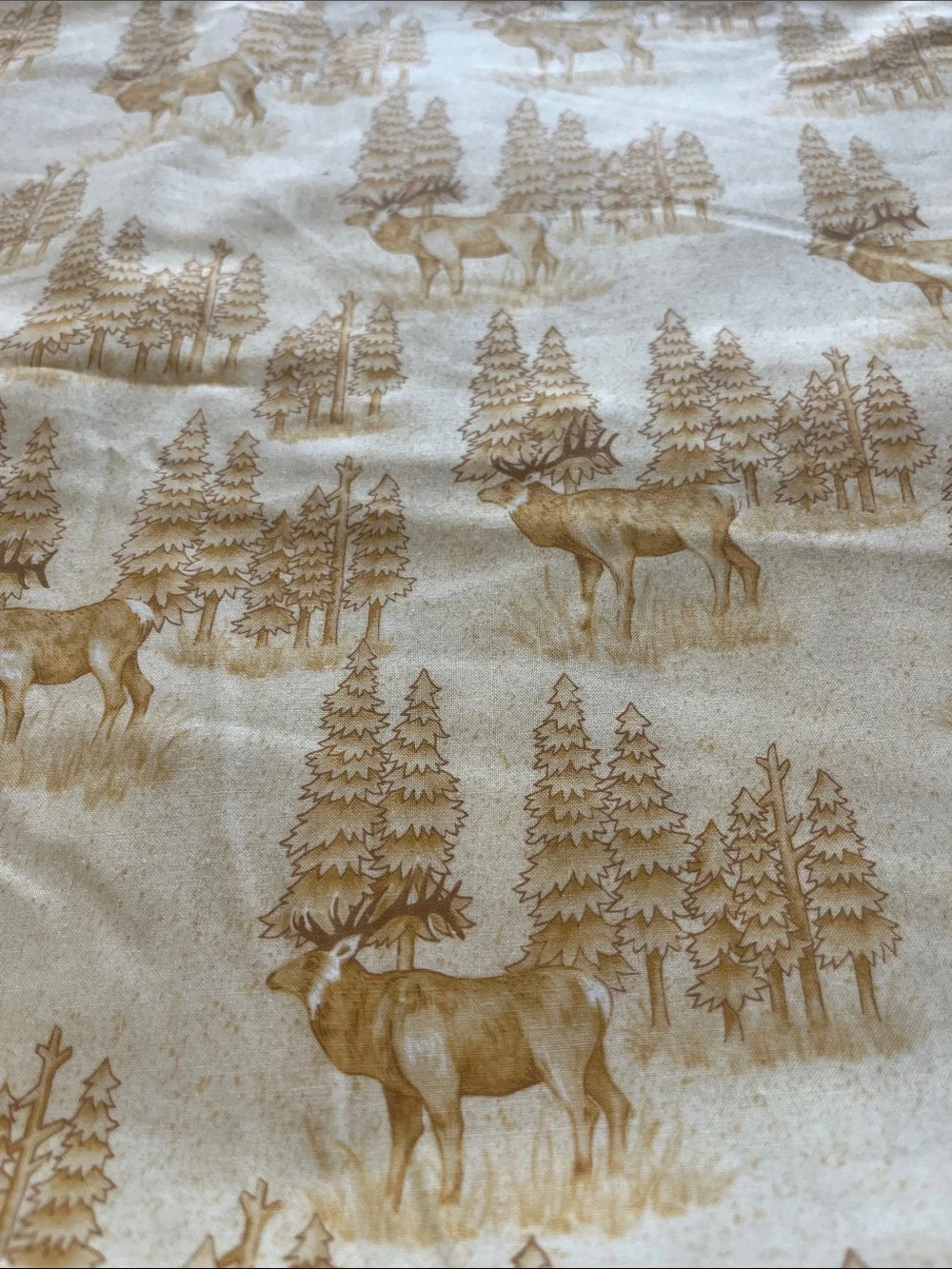 Riverwoods collection cotton Cream and Tan Woodland Elk fabric